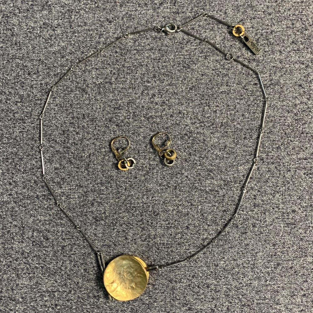 Necklace and earrings.